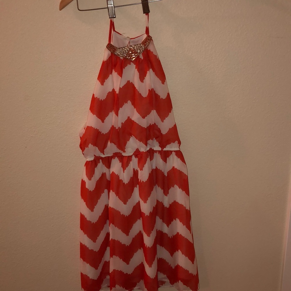 Chevron print halter dress
